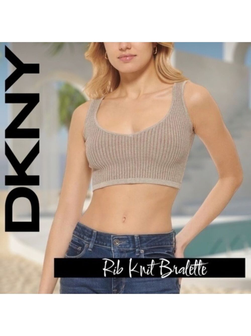 DKNY Women's Rib-Knit Bralette/Crop Top